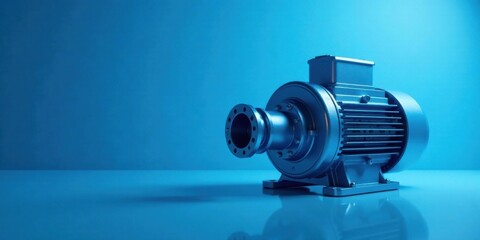 Powerful Electric Motor Industrial Strength and Efficiency in a Sleek Blue Design