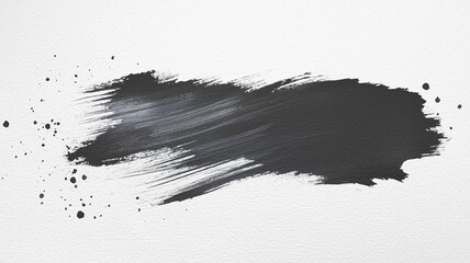 A black brush stroke on a white background. brush stroke is thick and bold, creating a sense of movement and energy. black color of the brush stroke contrasts with the white background