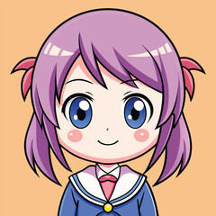 Obraz premium Chibi Anime Girl with Blue and Pink Hair 
