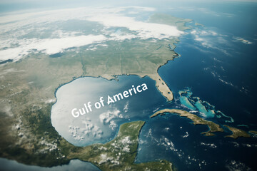 Aerial view on Mexico and Gulf of Mexico renamed now as Gulf of America