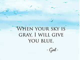 Inspirational quote on abstract blue background