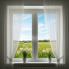 Fototapeta premium window with flowers