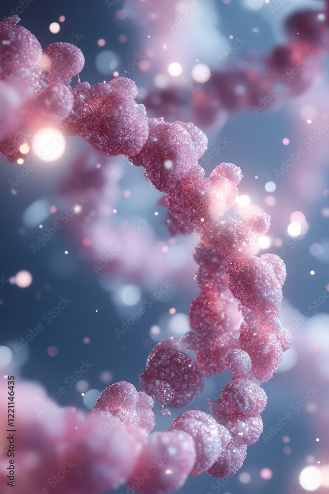 Poster intricately designed dna strands are intertwined with bright, glowing virus particles, creating a st