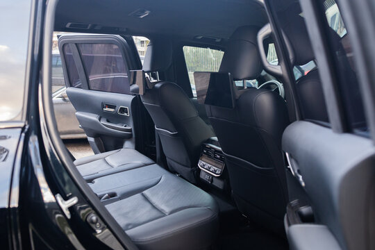 interior of car Toyota Land Cruiser 300 70th Anniversary SUV Off-road 4WD power detail logo