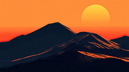 Sunset Over Dark Mountains A Vivid Landscape