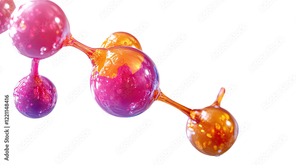 Aufkleber abstract molecular structure: vibrant spheres and connecting strands form a dynamic, abstract repres