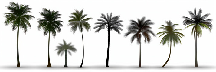 Fototapeta premium A silhouette of palm trees vector illustration set on a white background, unique vector icon set