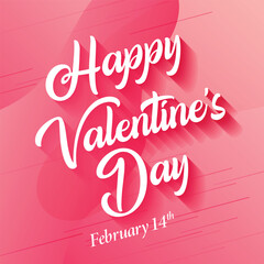 Happy Valentine's day text, lettering typography poster on red gradient background. Vector illustration. Romantic quote postcard, card, invitation, banner template. 