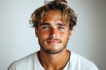 Fototapeta premium Handsome Man Smiling On A White Background