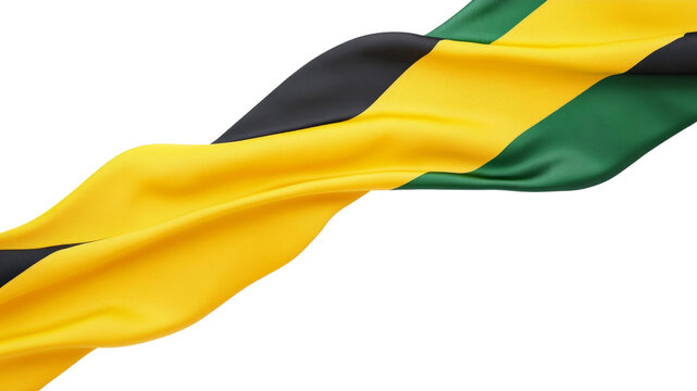 Vibrant Waving Flag of Jamaica with Green, Yellow, and Black Colors Symbolizing National Pride and Identity of Jamaican Culture and Heritage in Motion