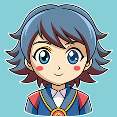 Chibi Anime Girl with Blue and Pink Hair 