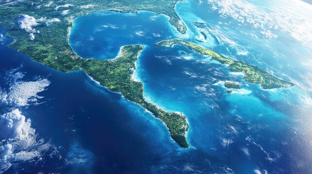 Yucatan Peninsula and Caribbean Islands Aerial View