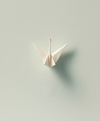 Naklejka premium Expressing Gratitude with a Pastel Cream Thank You Card Featuring a Single Origami Crane Serene Setting Greeting Card Design