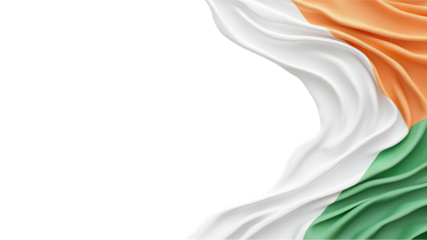 Elegant Fabric Drapery of an Indian National Flag Design with Vibrant Tri-Color Waves Representing Unity, Pride, and Culture in a Captivating Display