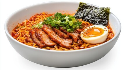 Fototapeta premium Delicious ramen dish with pork egg and seaweed japan food photography culinary art gourmet experience