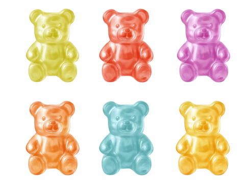 gummy bears isolated on PNG transparent background. generative ai