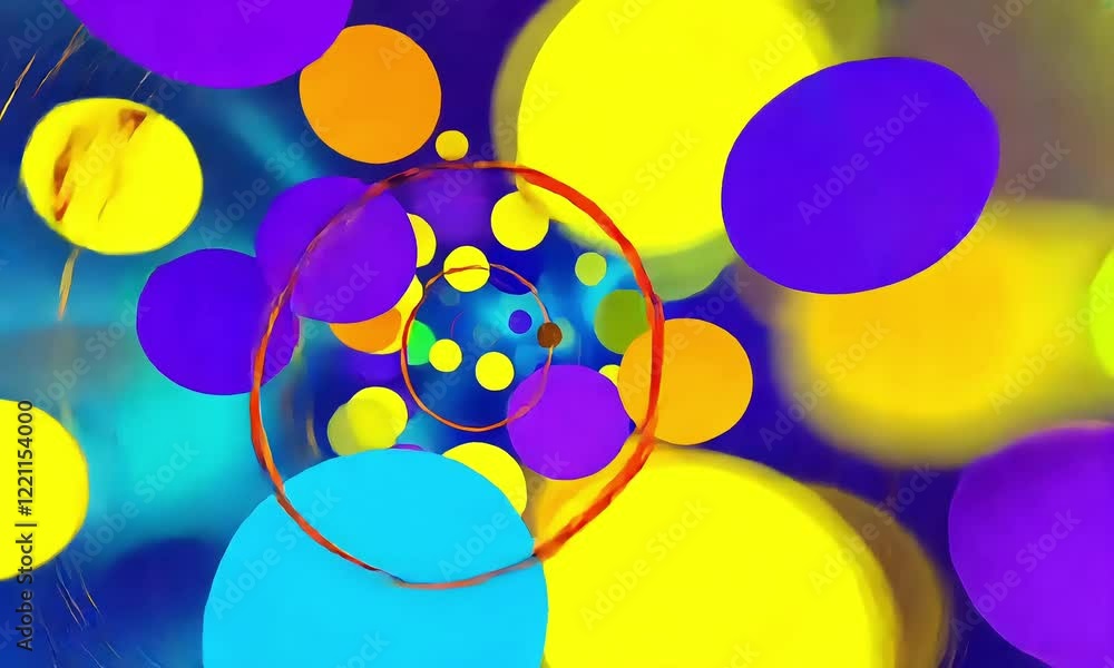 Aufkleber dynamic abstract digital art featuring vibrant bursts of color circles and lines creating a sense of