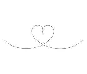 Heart and love sign. One continuous line drawing of love. Symbol of Valentine day and romantic moment. Editable stroke. Doodle line illustration