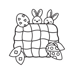 Easter coloring page, Line art, black and white image, Cozy easter coloring page, Coloring page, Easter basket stuffer