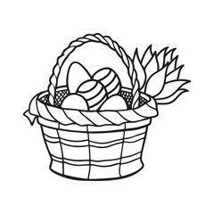 Easter coloring page, Line art, black and white image, Cozy easter coloring page, Coloring page, Easter basket stuffer