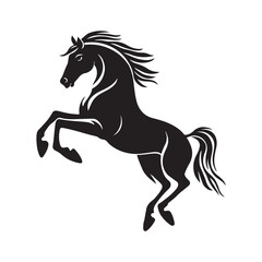 Silhouette of rearing horse logo icon, vector illustration on white background.