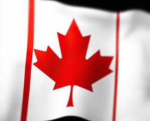 Obraz premium Celebrating national pride with a vibrant display of the iconic maple leaf flag against a striking black backdrop