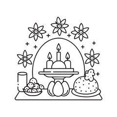 Easter coloring page, Line art, black and white image, Cozy easter coloring page, Coloring page, Easter basket stuffer