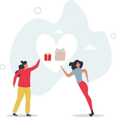 giving donation gift boxes in humanitarian campaign.flat characters.