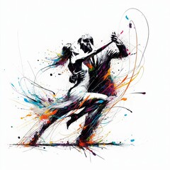 Obraz premium Romantic Dance Couple Artwork