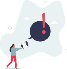 Attention announcement, important message or communicate broadcasting, loudspeaker or exclamation point loud voice concept.flat characters.