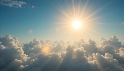 Radiant Sunbeams Piercing Through a Cloud-Covered Sky