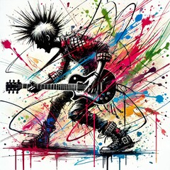 Expressive Guitarist in Vibrant Colors