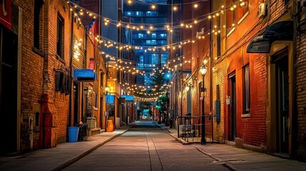 Fototapeta premium Mysterious Urban Alleyway Illuminated by Neon Lights
