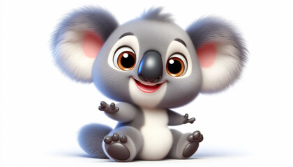 Obraz premium 3D funny cute koala cartoon on white background