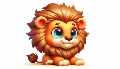 Fototapeta premium 3D funny cute lion cartoon on white background