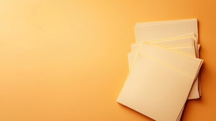 Stacked cheese slices against orange background, arranged neatly
