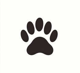A black paw print icon that stands out vividly on a white background