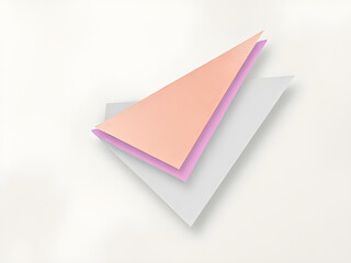 Stylish Geometric Art with Layered Triangular Shapes in Soft Rose Gold, Lavender, and Gray Against Neutral Abstract Background