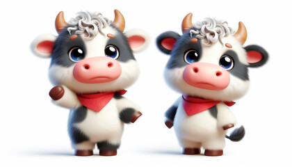 Fototapeta premium 3D funny cute cow cartoon on white background