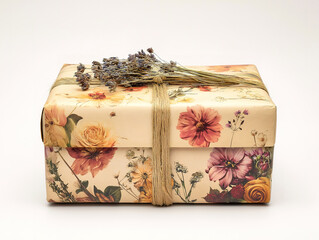 Kraft paper and twine-wrapped vintage gift box design