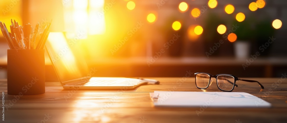 Poster conducting a survey on productivity insights office space digital content bright environment close-u