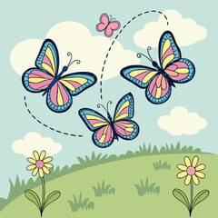 flowers and butterflies