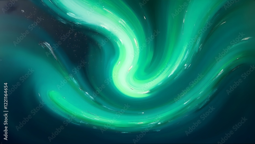 Poster abstract background with flowing, swirling lines and gradients in emerald green. ideal for modern an