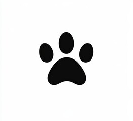 A black paw print icon that stands out vividly on a white background