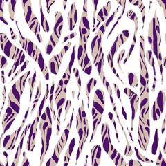 Seamless abstract textured pattern. Simple background with beige, purple, white texture. Digital brush strokes. Lines. Design for textile fabrics, wrapping paper, background, wallpaper, cover.