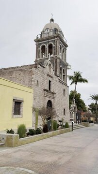 Small town in Loreto Mexico with church bells sounding 