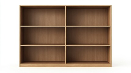 Modern Wooden Bookshelf with Six Open Compartments