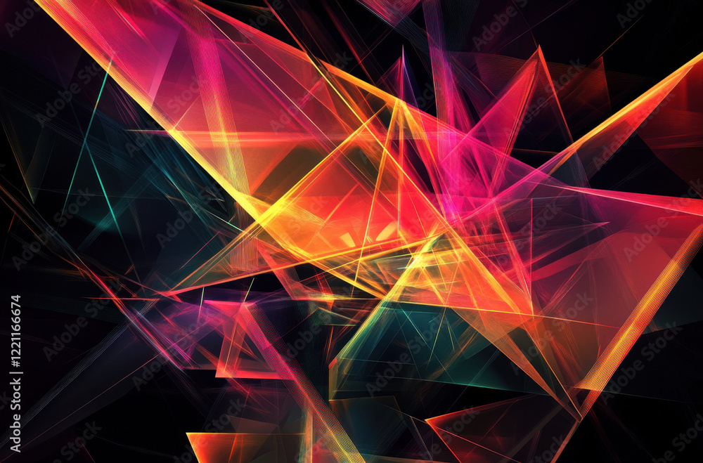 Aufkleber glowing geometric patterns create a vibrant abstract visual in dynamic colors and shapes