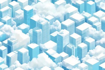Fototapeta premium A City Among Clouds Isometric View