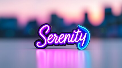 Serene Neon Sign Against City Sunset
